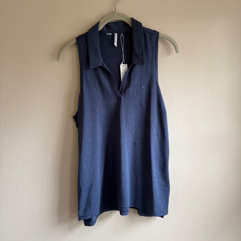 Travis Mathew Sleeveless Polo Tank Top in Navy Blue - Picture 3 of 6